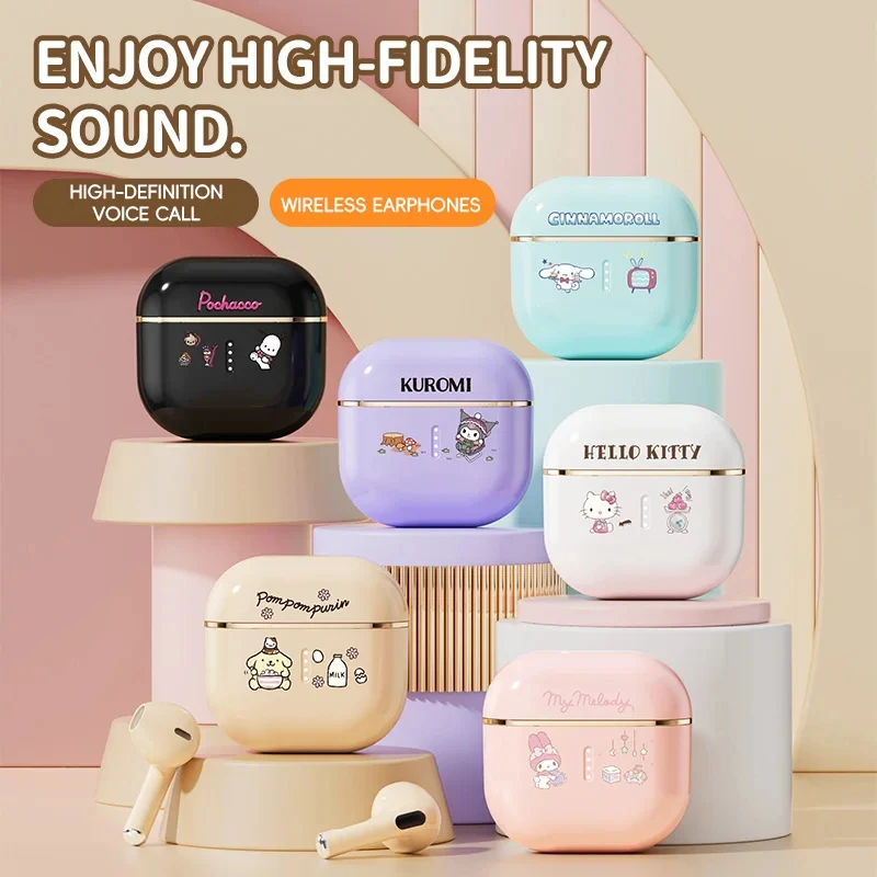 Sanrio Hello Kitty TWS Wireless Bluetooth Earphones 200MAH Noise Reduction In-Ear Sports Running Music Headphones Birthday Gifts