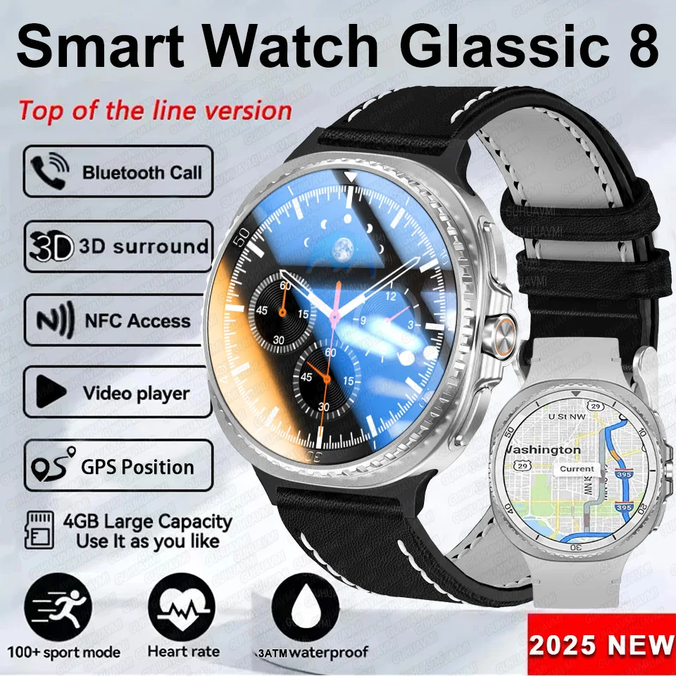 2025 New Watch 8 Ultra Smart Watch Classic GPS Compass NFC Health Monitoring BT Call 3ATM Waterproof HD Smart watch For Android