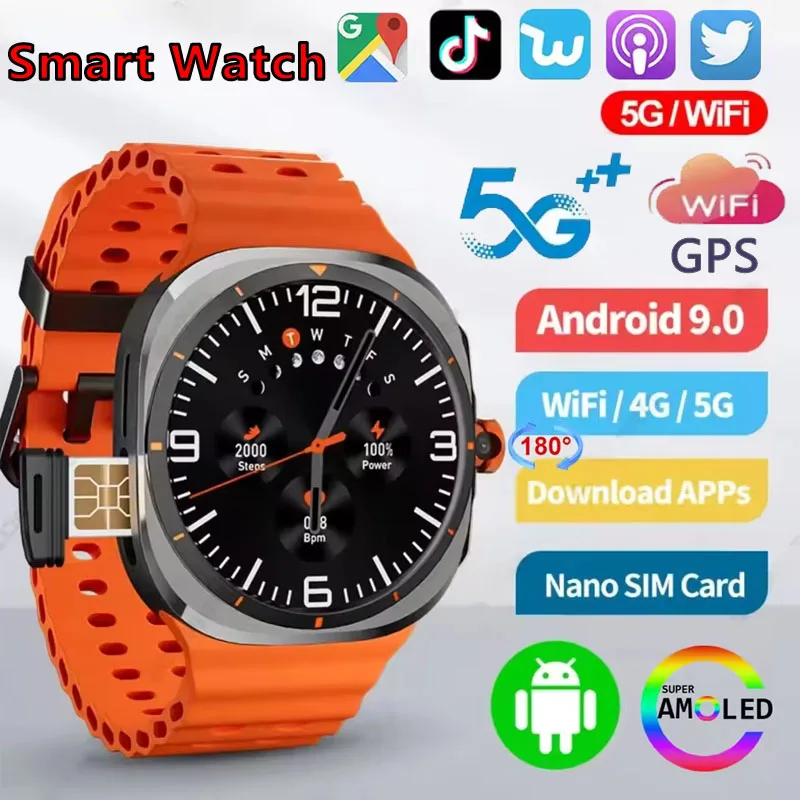2025 New W7 5G Fitness Smart Watch Full Network GPS NFC Call Information Display Men’s Sports Watch Application Download