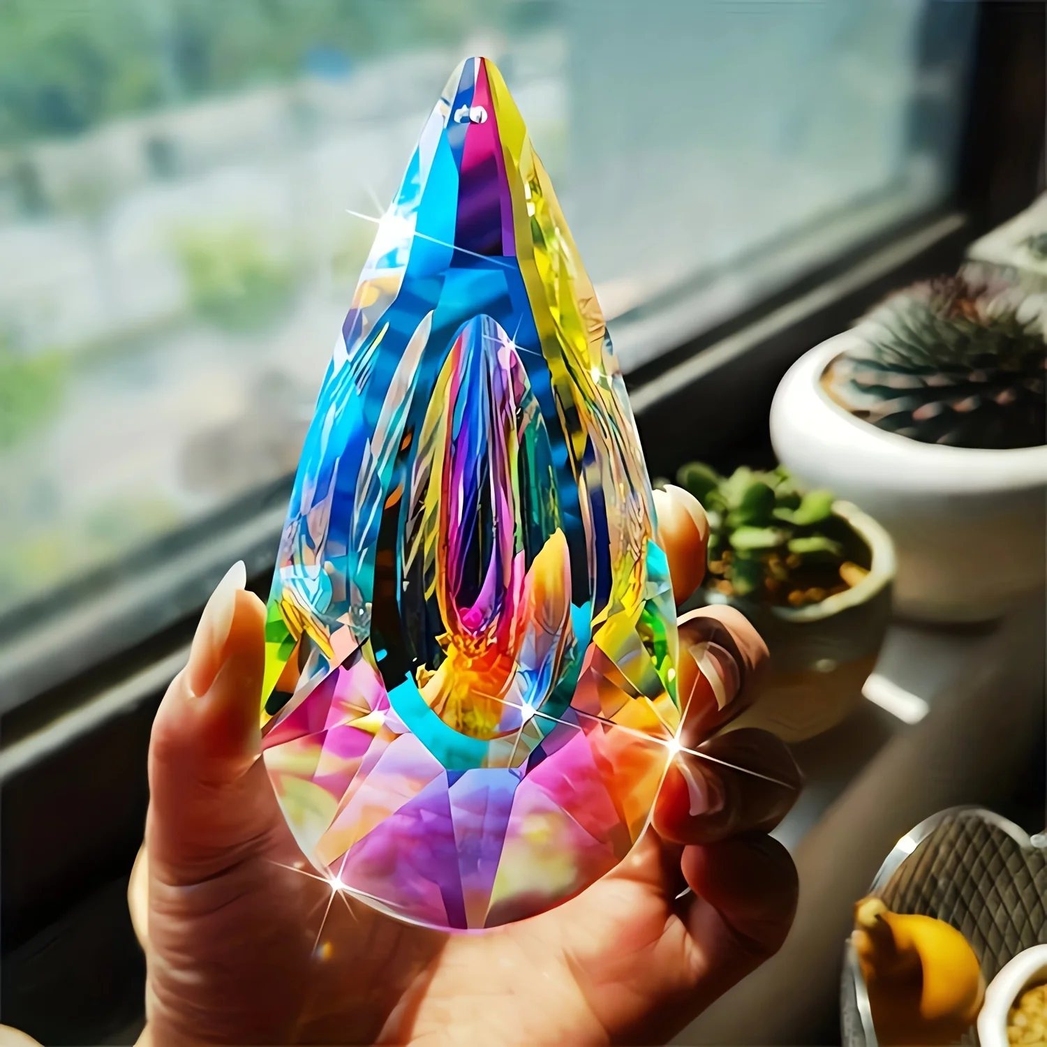 Ab-Color Hanging Crystals Suncatcher Window Hanging Sun Catchers Rainbow Maker Hanging Pendant Ornaments For Home Garden Decor