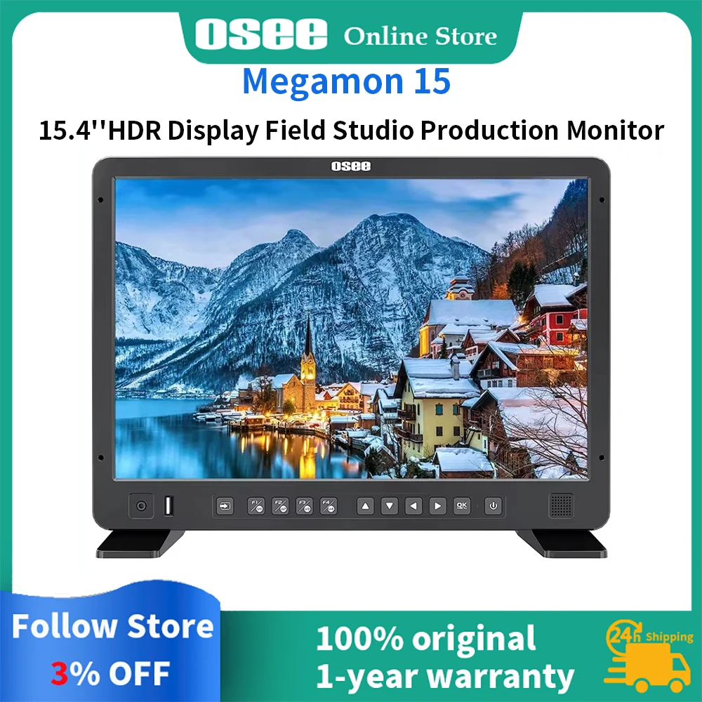 OSEE Megamon 15 15.4inch 1000nits 10bit HDR 3G-SDI Display Field Studio Production Monitor Kit