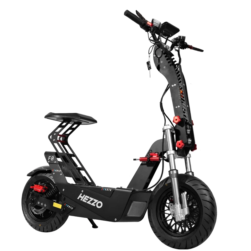 HEZZO F8 Electric Scooter 72V 10Kw 100Km/h 50Ah 150Km Long Range 16Inch Off Road Escooter Foldable with Seat USA EU Warehouse