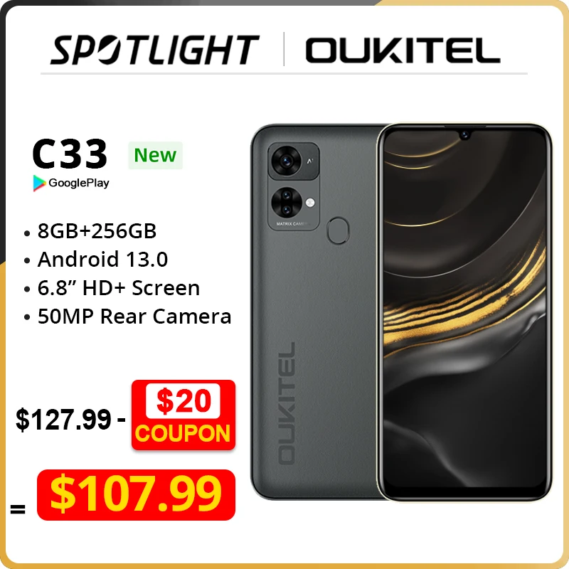 【World Premiere】OUKITEL C33 Smartphone 8GB+256GB Octa Core 6.8