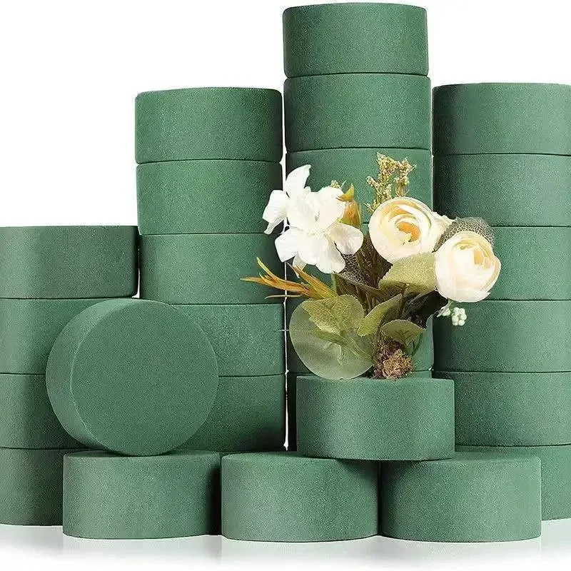 6Pcs Wedding Aisle DIY Craft Floral Arrangement Water-Absorbing Home Garden Green Flower Foam Fresh-Keeping Round Brick