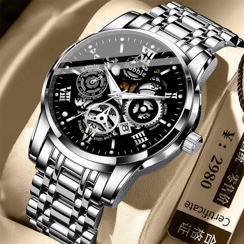 UTHAI Watch For Men Trendy High end Light Luxury Versatile Quartz Watches Waterproof Roman Hollow Relogio Masculino V009