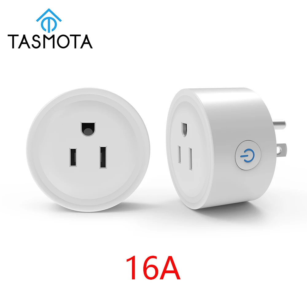 TASMOTA US Smart Home Preflashed WiFi Plug Works With Home Assitant Electric Consumption Monitoring 10A-16A 100-240V