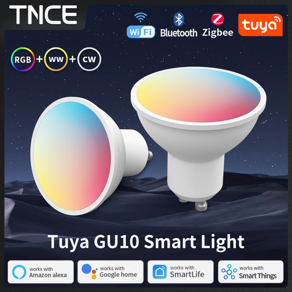 TNCE Tuya Smart WiFi/Zigbee/Bluetooth LED GU10 Bulb RGB C+W Smart Dimmable Lamps Smart Life App Works With Alexa Google Home