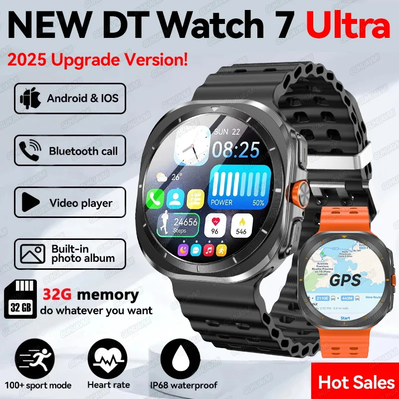 Hot Sales 2025 New DT Watch 7 Ultra 47mm SmartWatch 32GB Memory GPS trackr NFC Bluetooth Call Outdoor Sport Smartwatch Men Women