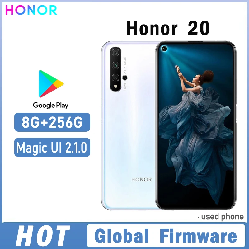 HONOR 20 Smartphone Global firmware Haisi Qilin 980 6.26-inch Magic UI 2.1.0 Android 9.0rear camera 48MP used phone