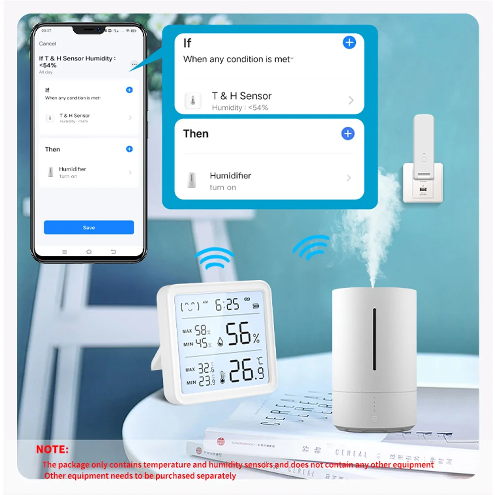 Tuya WiFi Temperature Humidity Sensor For Smart Home Backlight BT-Compatible Thermometer Remote  Monitor via Smart Life