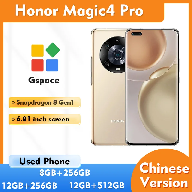 HONOR Magic 4 Pro 5g Smartphone 6.81 Inches 2848x1312px  4600mAh Battery NFC 50MP OIS anti shake Used Phone
