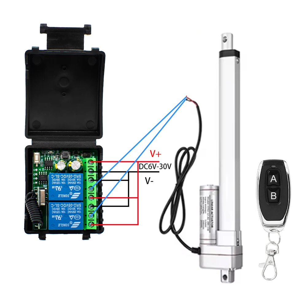 12V 24V 433Mhz RF Linear Actuator Motor Controller, 2CH Receiver Module Switch 2CH Transmitter For LED Door Electromagnetic Lock