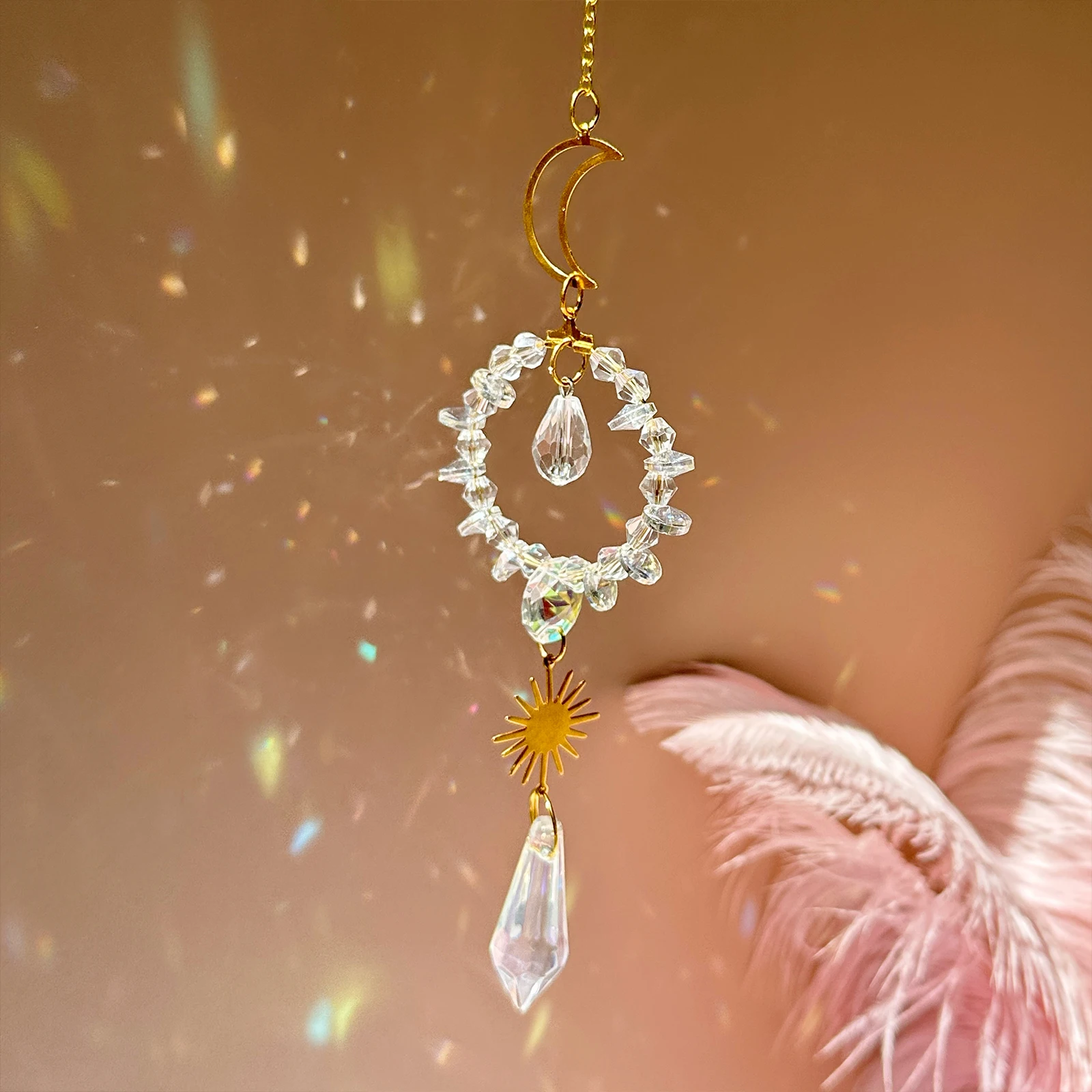 1pc Hanging Crystal Suncatcher, Rainbow Maker For window, home, garden