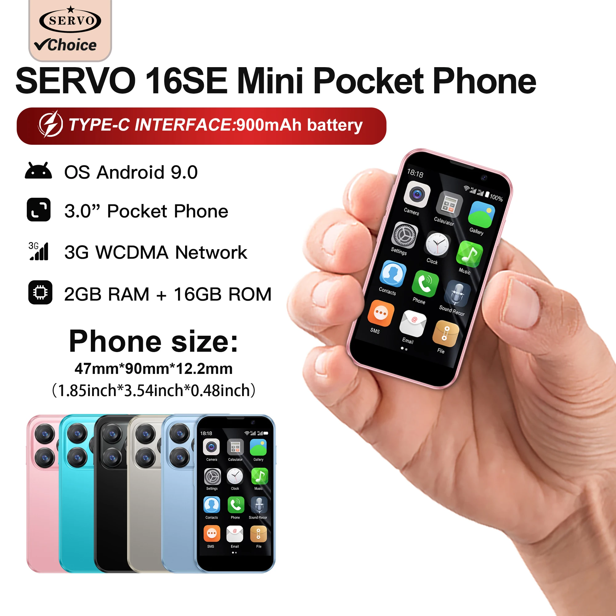 2025 Hot Selling 16SE Mini 3G Smartphone Android 9.0 3.0” Screen Dual SIM Face unlock 2GB+16GB Play Store Small Size Cellphone