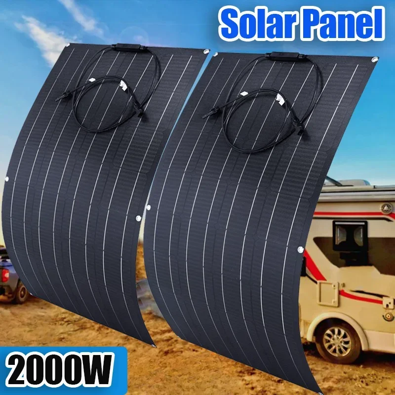2000W Flexible Solar Panel With 12 Volt Output And High Efficiency Conversion Used In RVs, Rooftops, And Vegetable Gardens