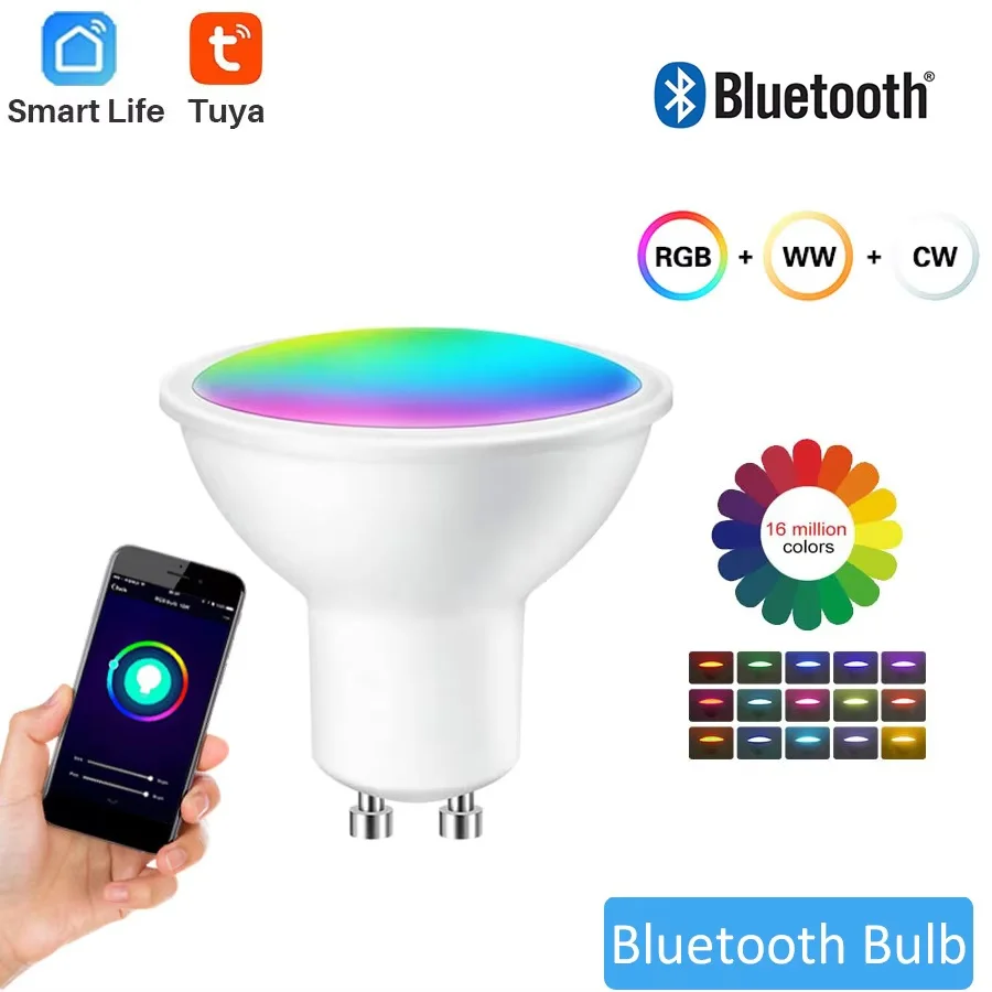 GU10 Bluetooth Lamp Tuya Smart Bulb 220V RGB Led Light Bulbs Smart Led Bulb 9W Dimmable Spotlight For Room Home Decor