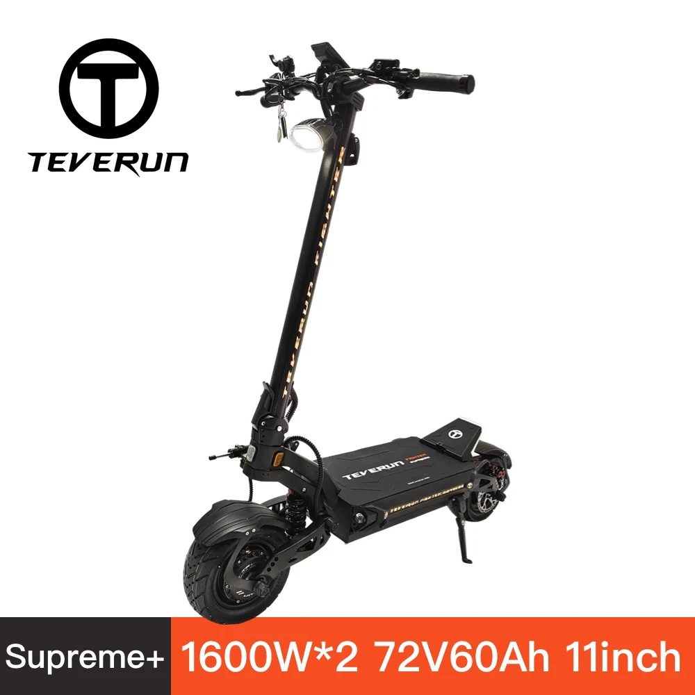 Teverun Fighter Supreme+ Electric Scooter 11 inch 72V 60Ah 1600W x2 3.5inch TFT NFC Hydraulic KKE Suspension