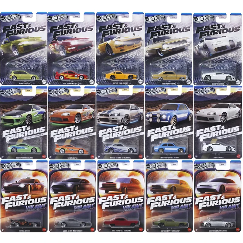 Hot Wheels Cars Fast & Furious HNR88-E F G H J TOYOTA SUPRA NISSAN SKYLINE GTR(BNR34) Diecast Vehicle Model Cars Toys Boys Gift