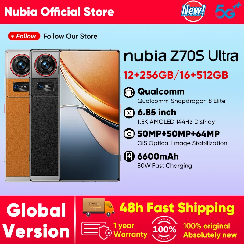 2025 World Premiere Nubia Z70S Ultra 5g Smartphone New Snapdragon 8 Elite 6600Mah Battery 6.85” 144Hz Amoled Display Nfc Global Version Telephone Moile Phone