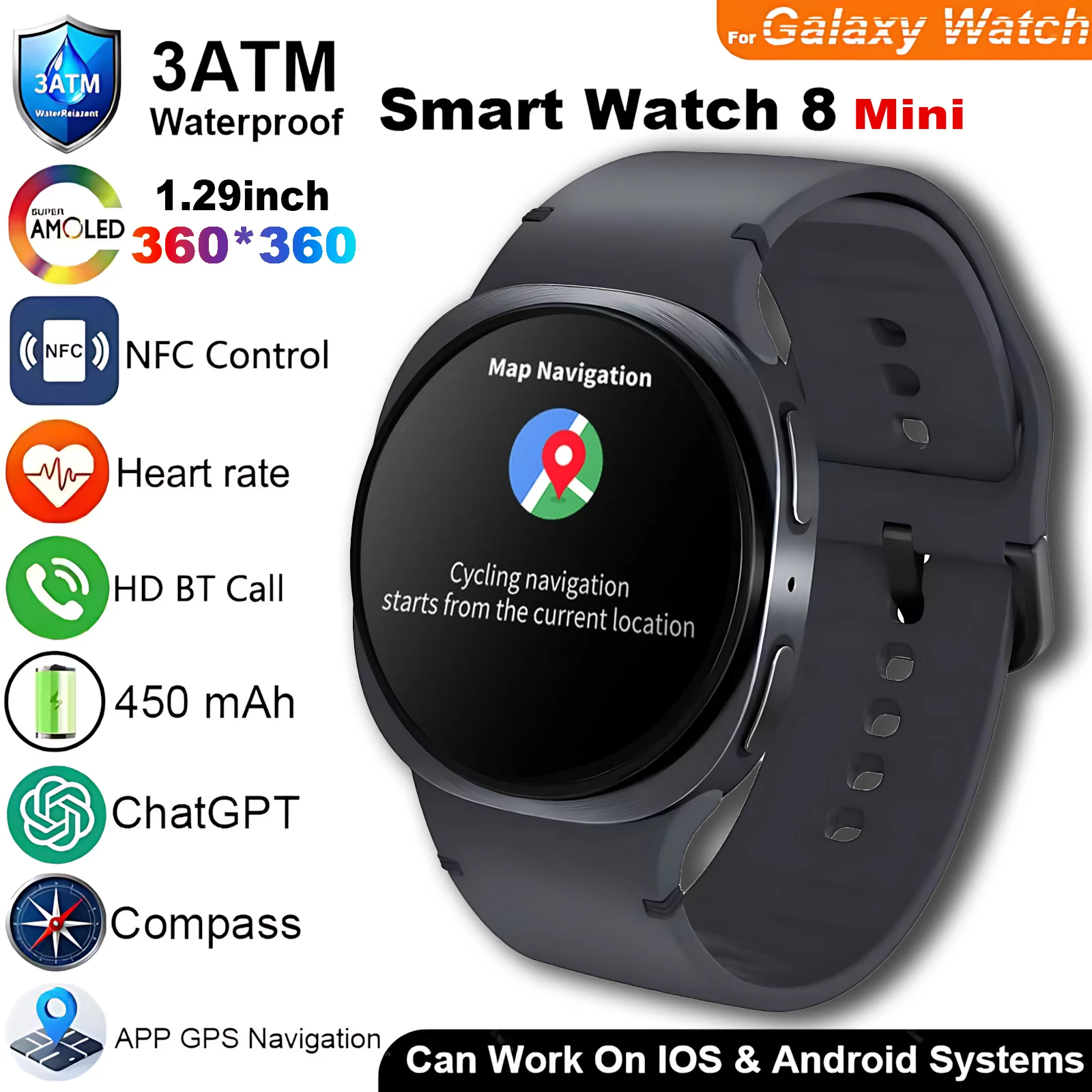 Watch 8 Ultra Classic GPS Compass NFC SmartWatch 46mm Version AMOLEL Rotating Dial BT Call 3ATM Waterproof Watch7 Upgraded Watch