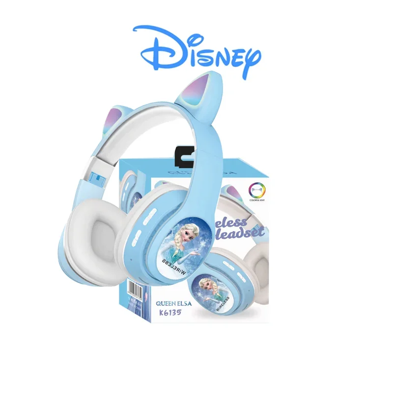 NEW Disney Headworn High end Cartoon Birthday Gift Bluetooth Earphones 5.0 Girls Macaron Cartoon LED Lights Shine Colorfully