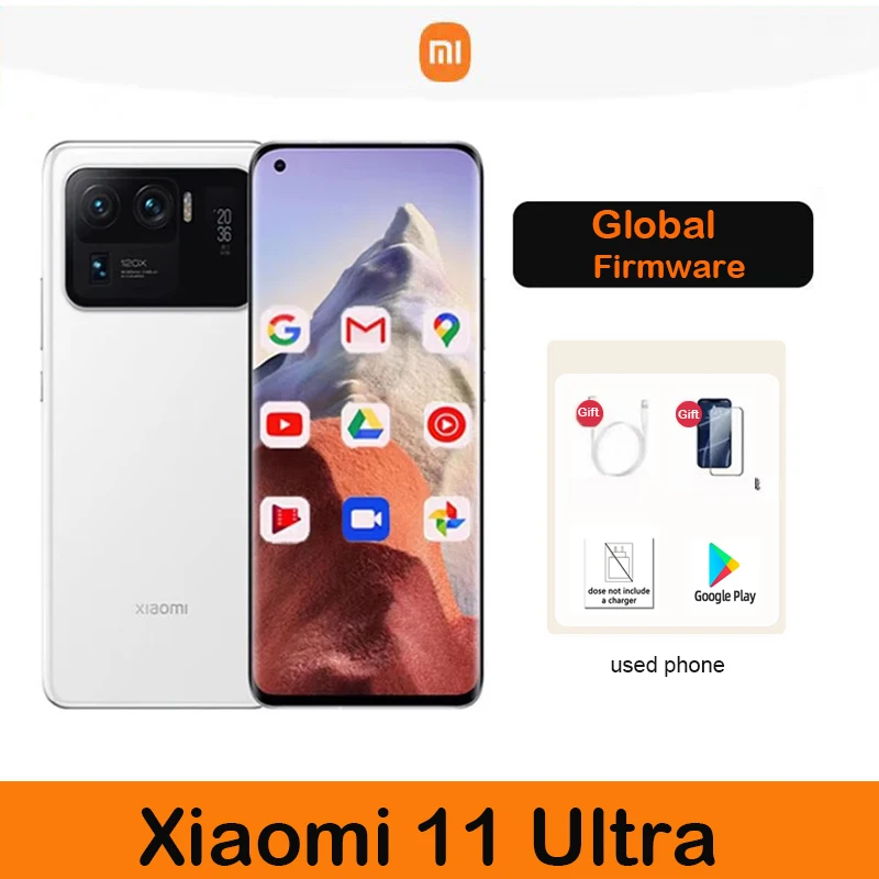 Global firmware Xiaomi Mi 11 Ultra Smartphone 5G 5000mAh Battery No charger Snapdragon 888 Octa-core 50MP Camera used phone