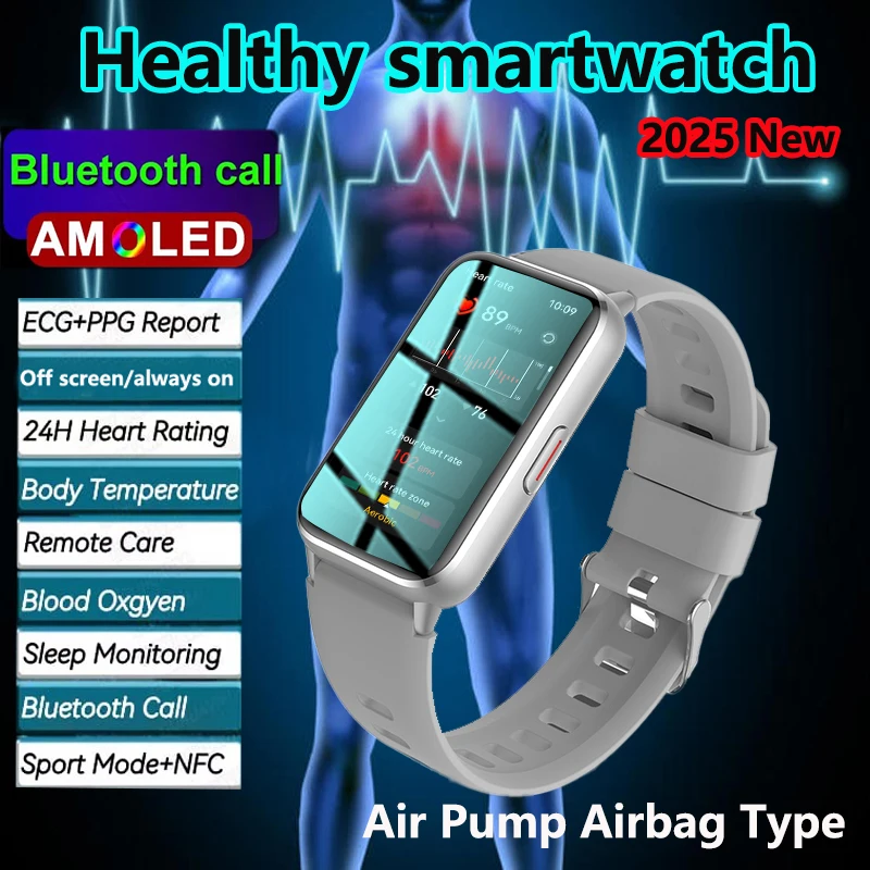 2025 New Grade Nursing Smart Watch AMOLED Blood Oxygen ECG + PPG Blood Pressure Body Temperature Bluetooth Health Smartwatch