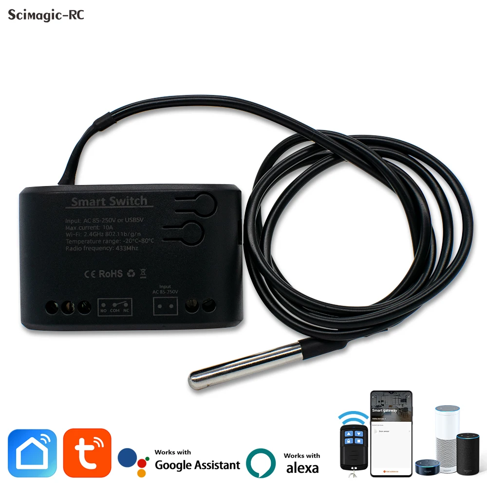 Tuya Smart Temperature Wifi Switch 10A 2000W Intelligent Monitoring Thermostat Compatible with  Alexa Google Home