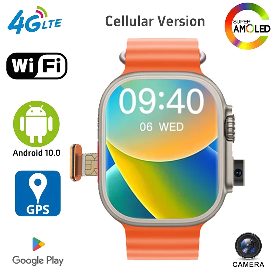 4G SIM Smart Watch Google Play GPS WIFI NFC Dual Camera Rugged Sports IP67 Android SIM Card 4G Network Smartwatch for Men Women
