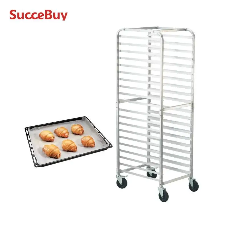 SucceBuy 10/20 Sheet Bun Pan Rack Commercial Bakery Racks with Brake Wheels Aluminum Racking Trolley Storage for Bread Baking