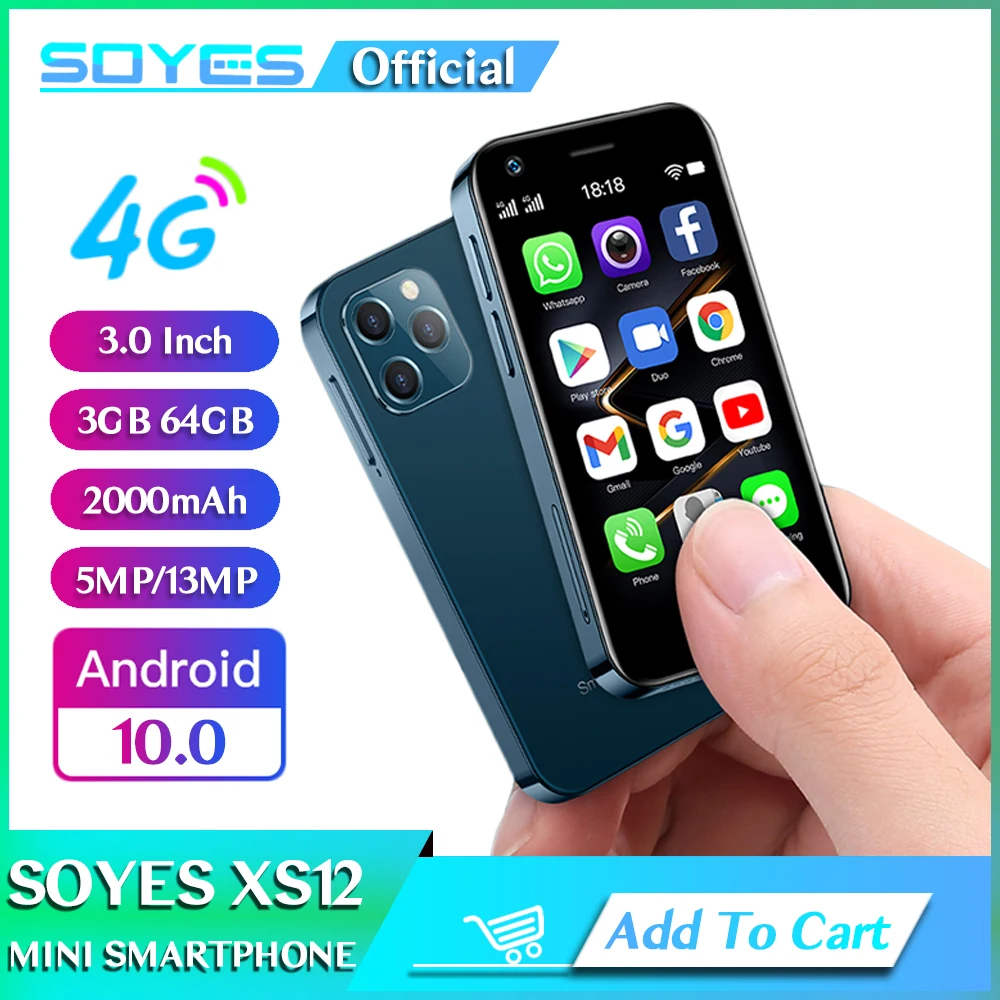New Update SOYES XS12 Mini Smartphone 3GB RAM 64GB ROM 3.0” Android 10.0 Octa Core 13MP Camera Cheap Mobile Phone VS XS11
