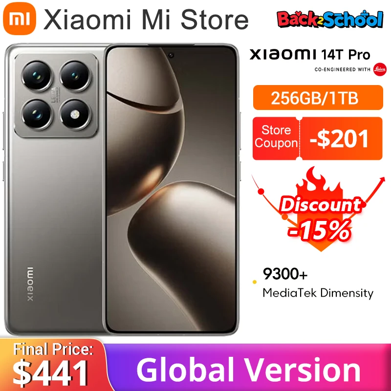 Global Version Xiaomi 14T Pro 5G Smartphone Dimensity 9300+ 144Hz AI Display 50MP Leica Camera 50W wireless 120W HyperCharge NFC
