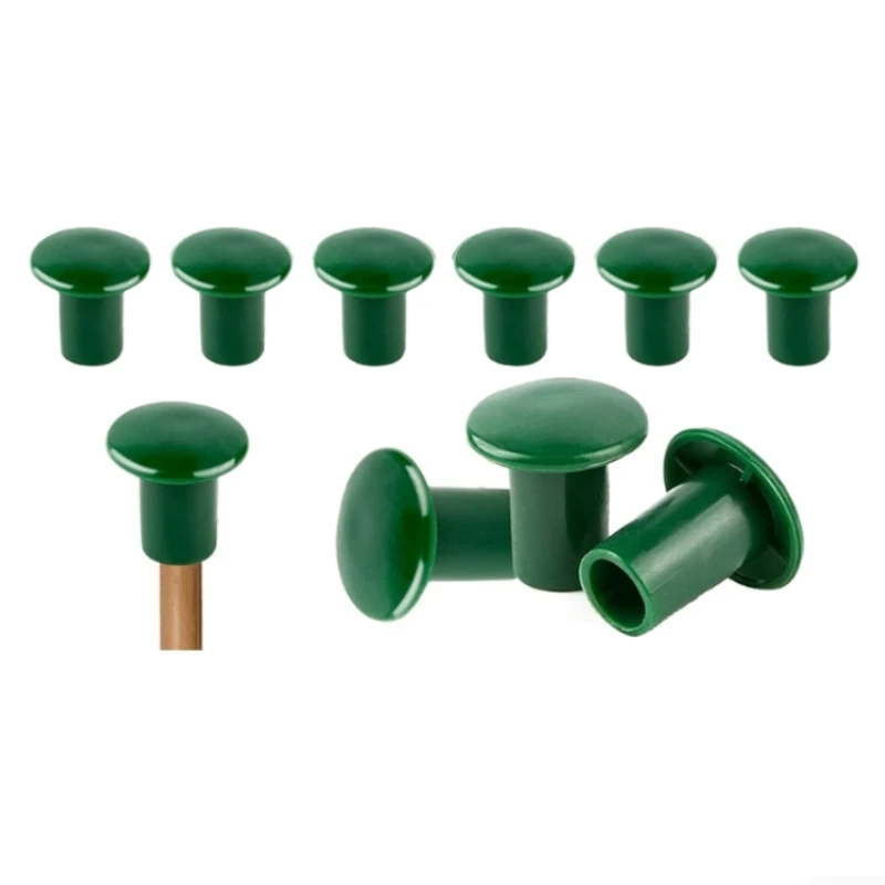 10Pcs Cane Caps, Green Rubber Safety Garden Cane Toppers, Protective Bamboo Cane Toppers for Garden Farm Home