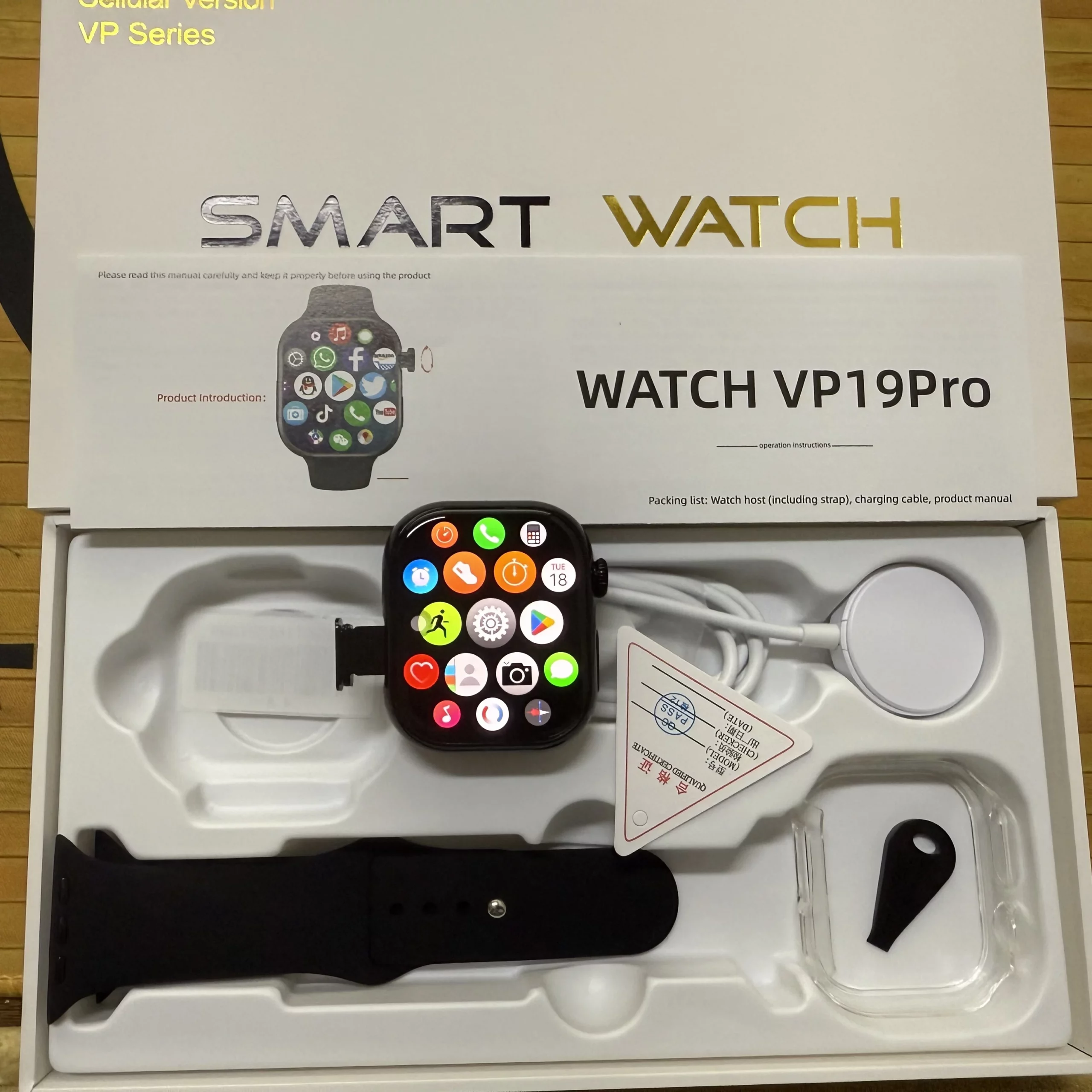 VP19 Pro Android 10.0 Smart Watch 2.29” AMOLED Display Smartwatch With 80W Pull-out Camera Face/Fingerprint Unlock 512GB ROM