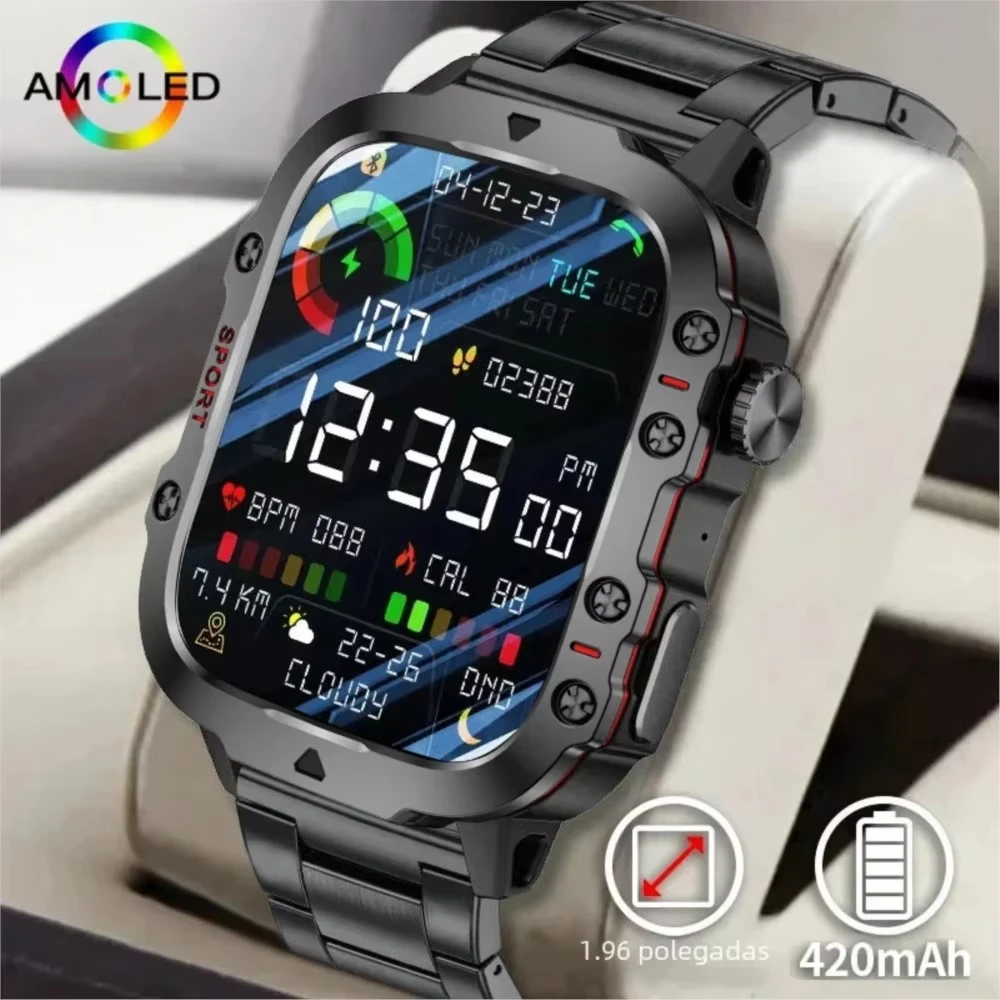 LAXASFIT 2025 Rugged Military Smart Watch Men’s Outdoor Watch 2.01