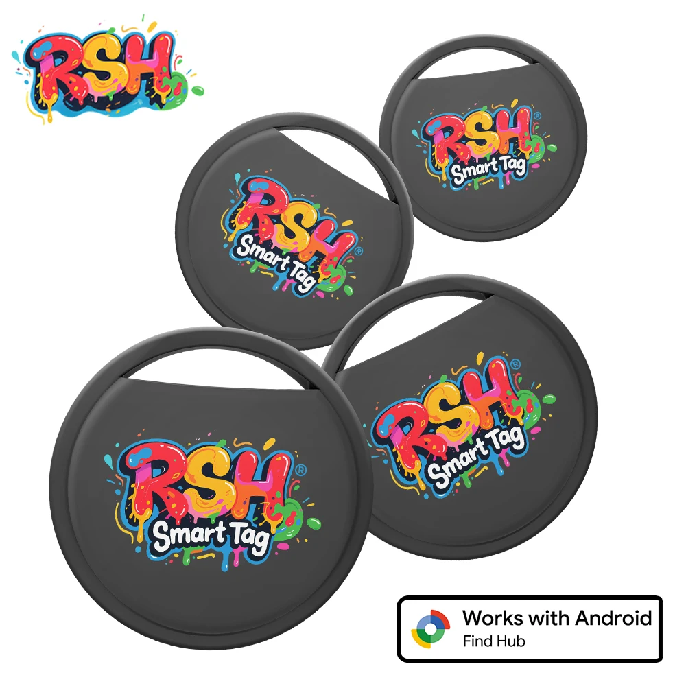 RSH 1/ 4pcs Security GPS Tracker Fashion Painting Android Locator for Samsung Moto Smart Tag Gift work with Google’s Find Hub