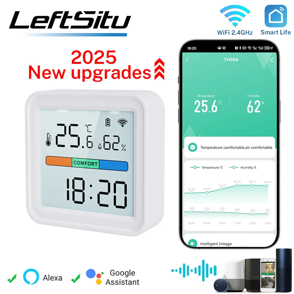 Tuya WiFi Temperature Humidity Sensor Smart Life Backlight LCD Screen Hygrometer Thermometer Support Alexa Google Assistant