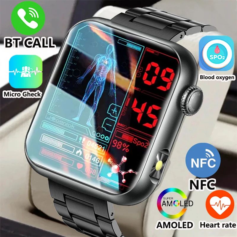 2025 New LED Women AI Smart Diagnosis Smart Watch HRV+PPG Blood Pressure Blood oxygen Health monitor IP68 NFC Smartwatches