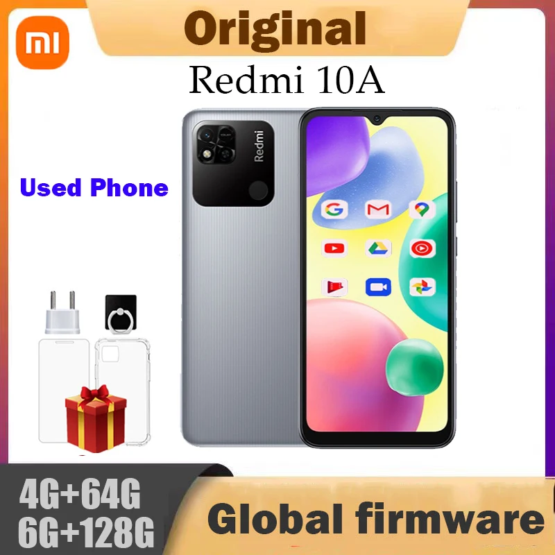 Smartphone 10A 6GB 128GB Original Xiaomi Redmi Global 6.53′ HD Display Helio G25 Octa Core 13MP Fingerprint 5000mAh used phone