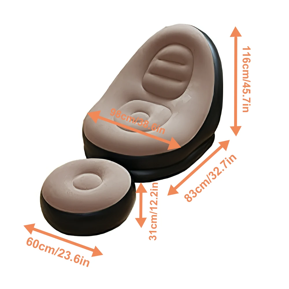 Inflatable Leisure Sofa Lazy Sofa Set With Foot Pedal Outdoor Foldable Recliner Bed Fluffy Seat Bedroom Chair - Image 6