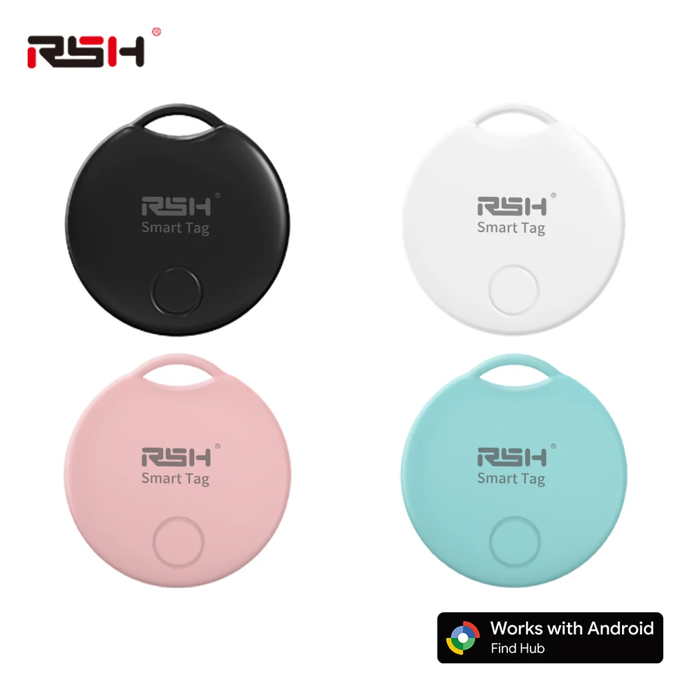 RSH 4PCS Android GPS Tracker Work With Google’s Find Hub App Locate Keys Kids Bag Pet Finder for Samsung Xiaomi Pixel Smart Tag
