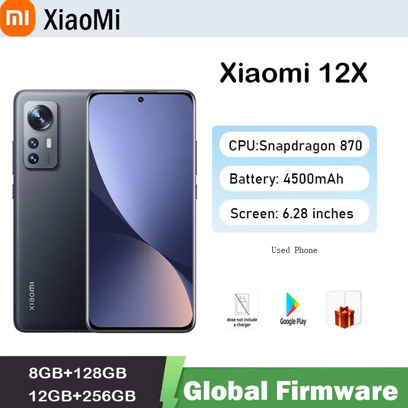 Xiaomi Mi 12x smartphone Android 5G  6.28 inch 2400×1080 Global firmware12GB RAM 256GB ROM  Original used phone
