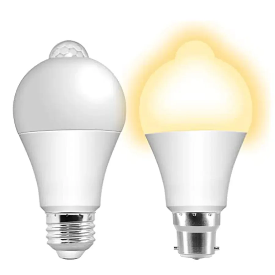 Security Led Light Bulb with Motion Sensor E27 E26 B22 12W 85-265V Movement Activated Dusk to Dawn Lamp for Porch Garage Hallway