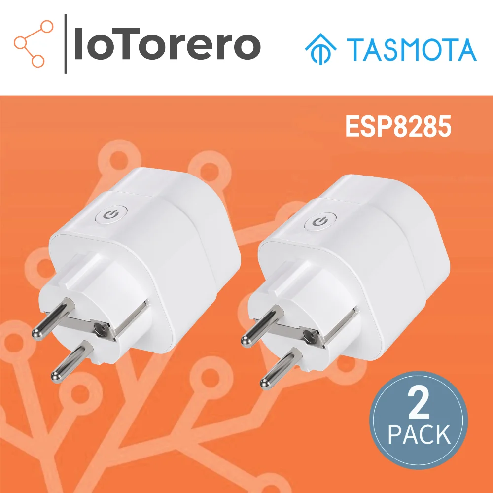 IoTorero 2 PACK Tasmota  MQTT ESP8285 EU Plug Consumption Monitoring 16A Works With Home Assistant