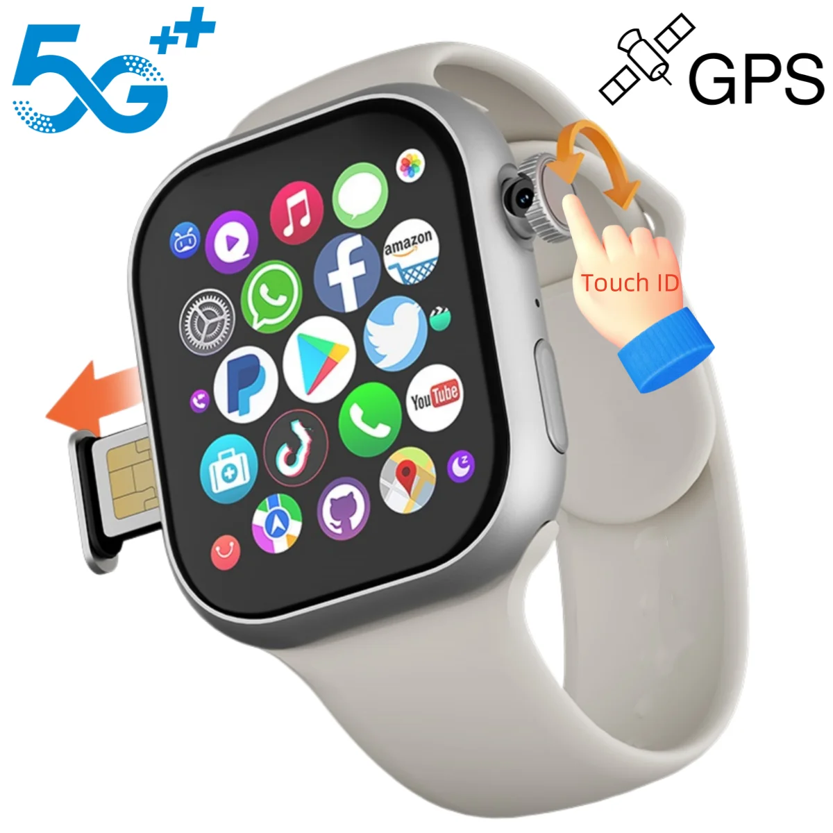 VP19 Pro Android 10.0 5G Smartwatch 2.29inch Touch ID Amoled Smart Watches Men Women With Rotary Camera NFC GPS WIFI Compass