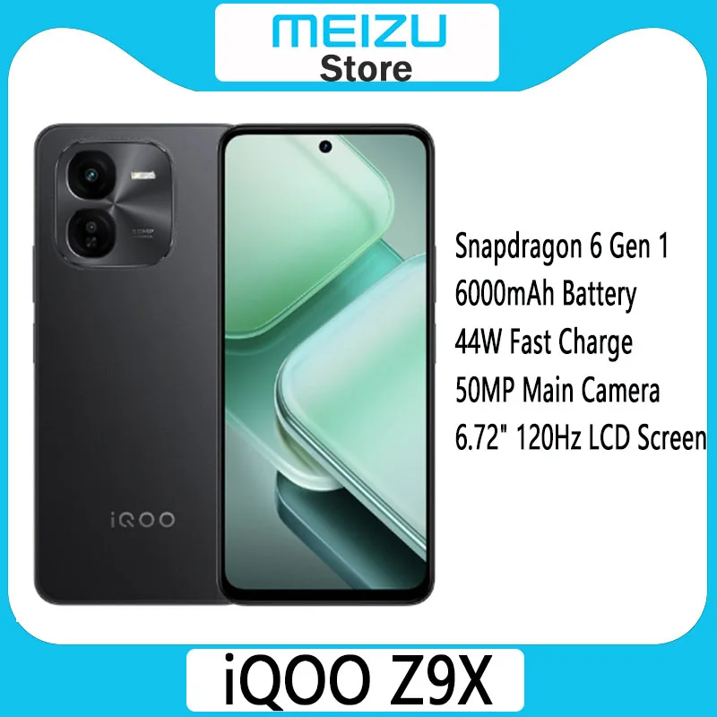 ViVO IQOO Z9X 5G Mobile Phone 6.72” 120Hz LCD Screen Snapdragon 6 Gen1 6000mAh Battery 44W Fast Charger 50MP Dual Camera
