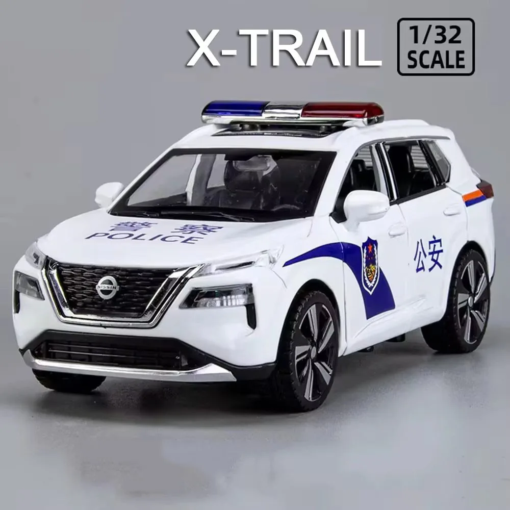 1:32 Scale Nissan X-TRAIL Models Toys Police Cars Alloy 6 Doors Opened Miniature Vehicles Pull Back Car Toy Children’s Day Gifts