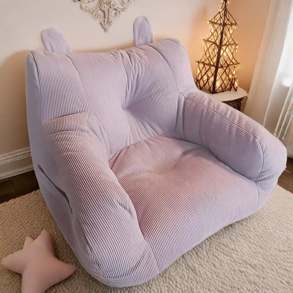 Single Fabric Bean Bag Sofa with Cotton Filler for Living Room 1 Person Cozy Chair Pouf Puff Couch Tatami Furniture