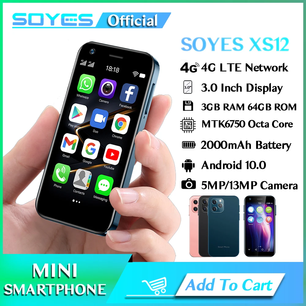SOYES Android 10.0 Mini Smartphone 4G LTE Octa Core 13MP Camera 3.0” Display OTG Cell Phone