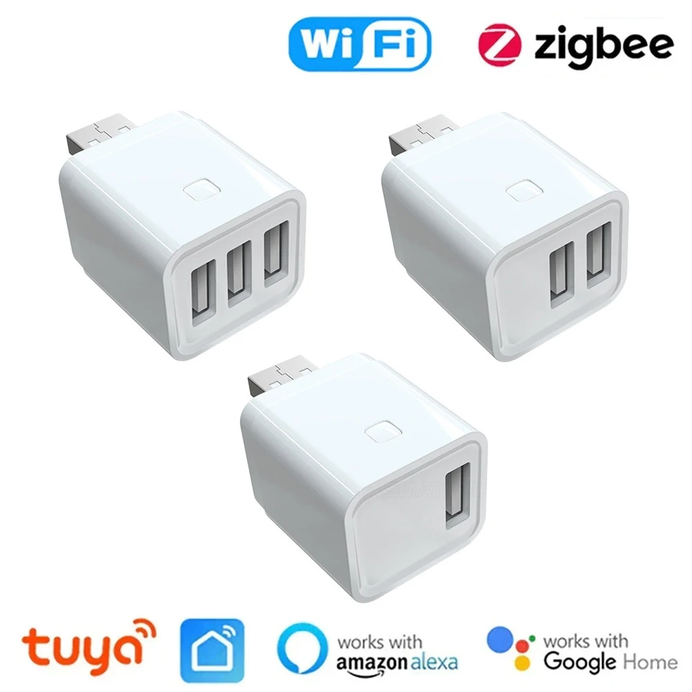 Tuya Smart WiFi/Zigbee Micro 1 2 3 USB Adaptor Switch Mini USB/Type c Power Adaptor Smart Life Control Alexa Google Yandex alice